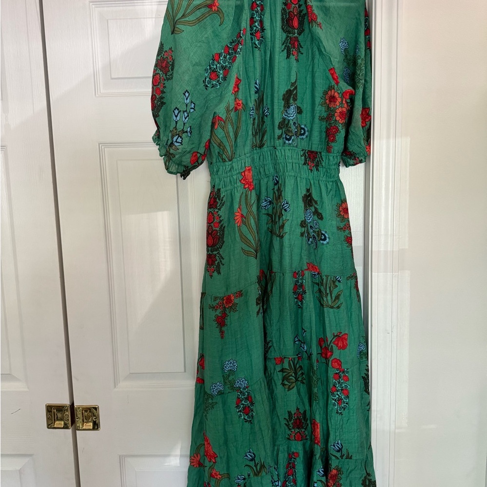 THML Green Floral Midi Dress with Red & Blue Accents - Picture 7 of 8